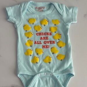 Blue Baby Onesie with Yellow Chicks by SaraKety